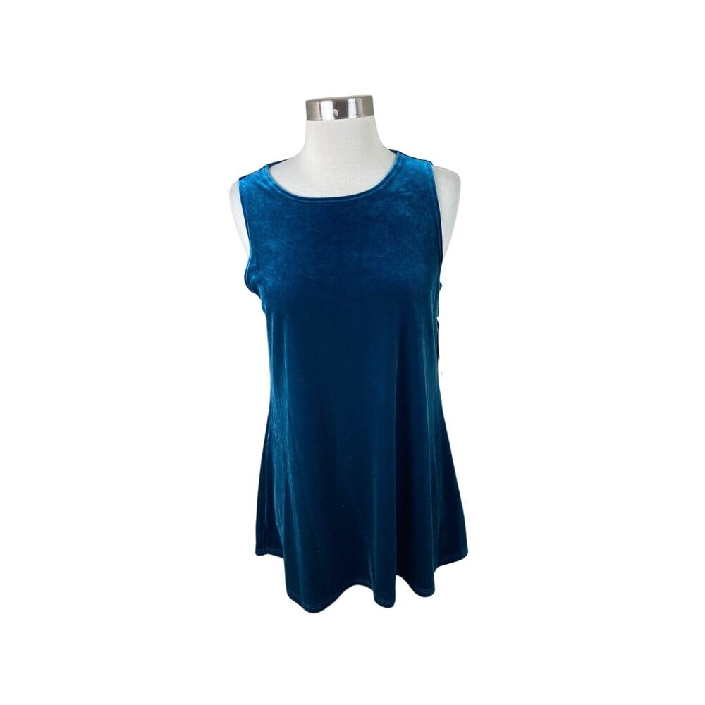 Sympli Canada NEW 10 Teal Blue Velvet Sleeveless Tunic Lagenlook Minimalist